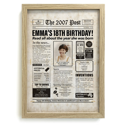 18th Birthday Colour Newspaper Framed Print