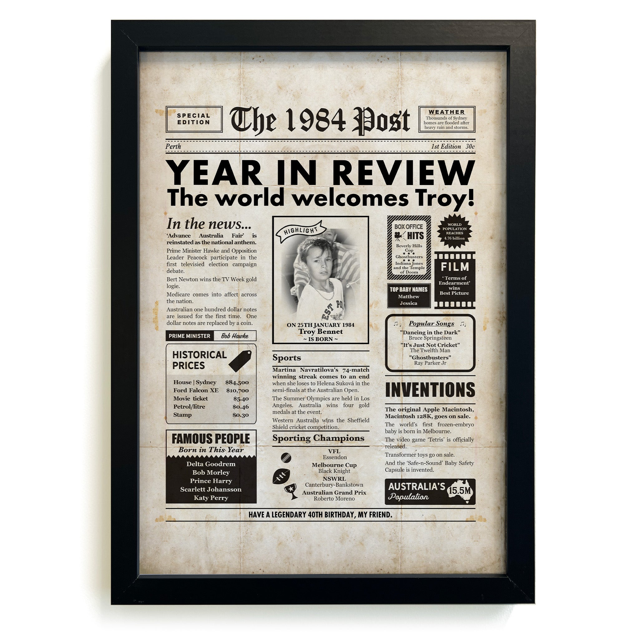 INDIA Birthday Newspaper Poster INDIAN 30th 40th 50th 60th 70th Birthday  Back in 1994, 1984, 1974, 1964 or 1954 Birthday Gift Idea - Etsy