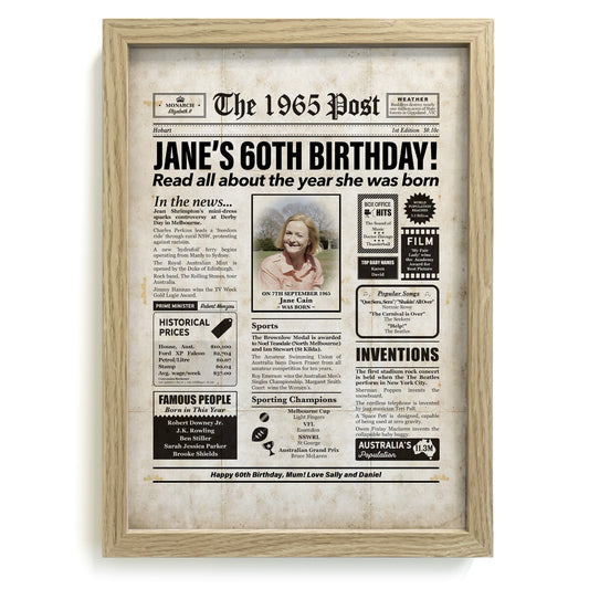 60th Birthday Colour Newspaper Framed Print