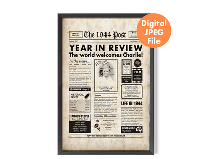 80th birthday 1944 Australian newspaper gift