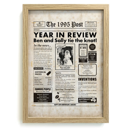 30th Anniversary Newspaper Framed Print