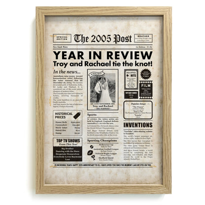 20th Anniversary Newspaper Framed Print