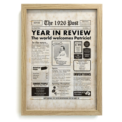 99th Birthday Newspaper Framed Print