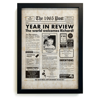 60th Birthday Newspaper Framed Print