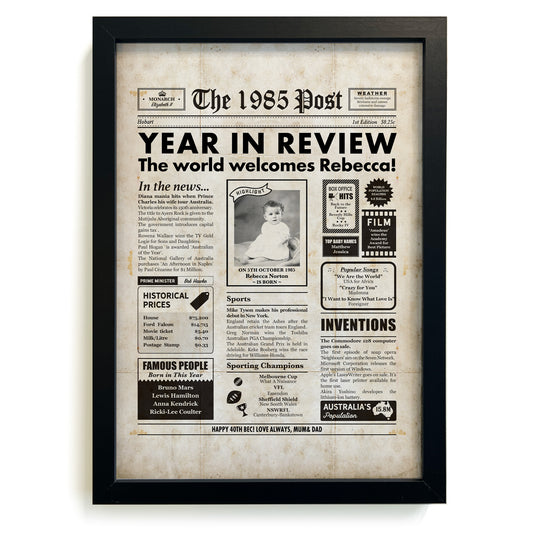 40th Birthday Newspaper Framed Print