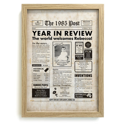 40th Birthday Newspaper Framed Print