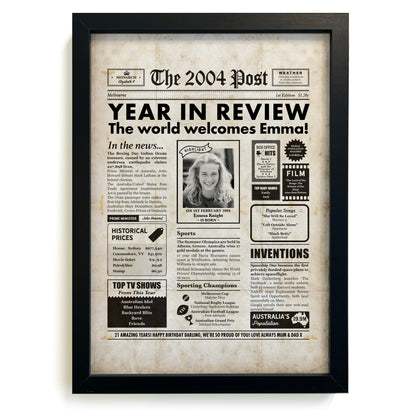 21st Birthday Newspaper Framed Print