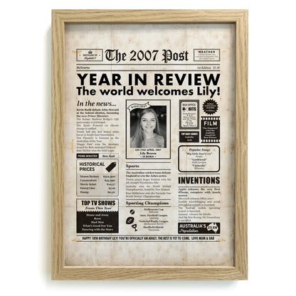 18th Birthday Newspaper Framed Print